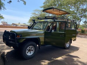 Safari land cruisers used to transport clients
